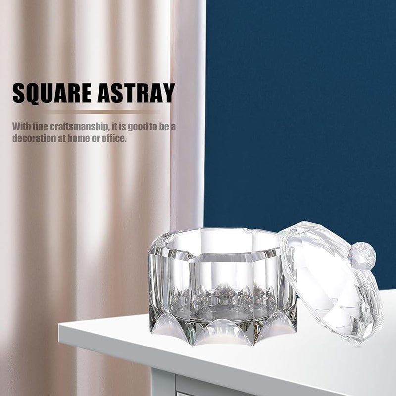 منفضة سجائر كريستالية مربعة مع غطاء لديكور سطح المكتب للمنزل والمكتب، إكسسوار تدخين زخرفي - Image 4